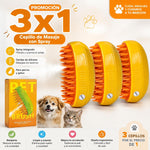 🐶🐱 Cepillo de Masaje con Spray para Mascotas 3x1
